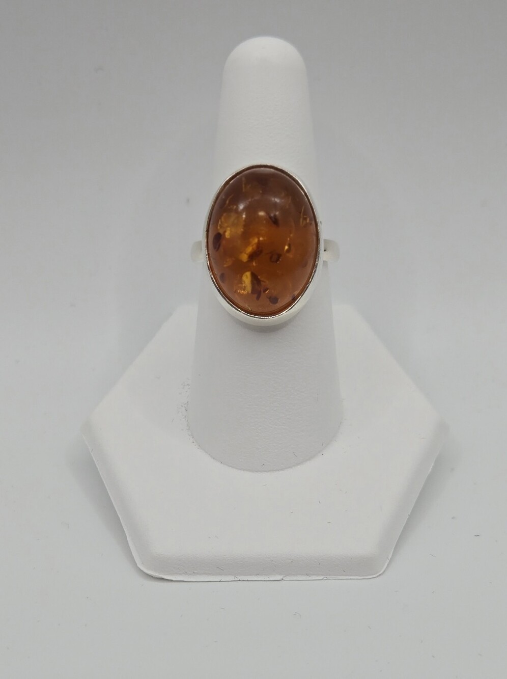 Sterling Silver/Oval Copal Statement Ring